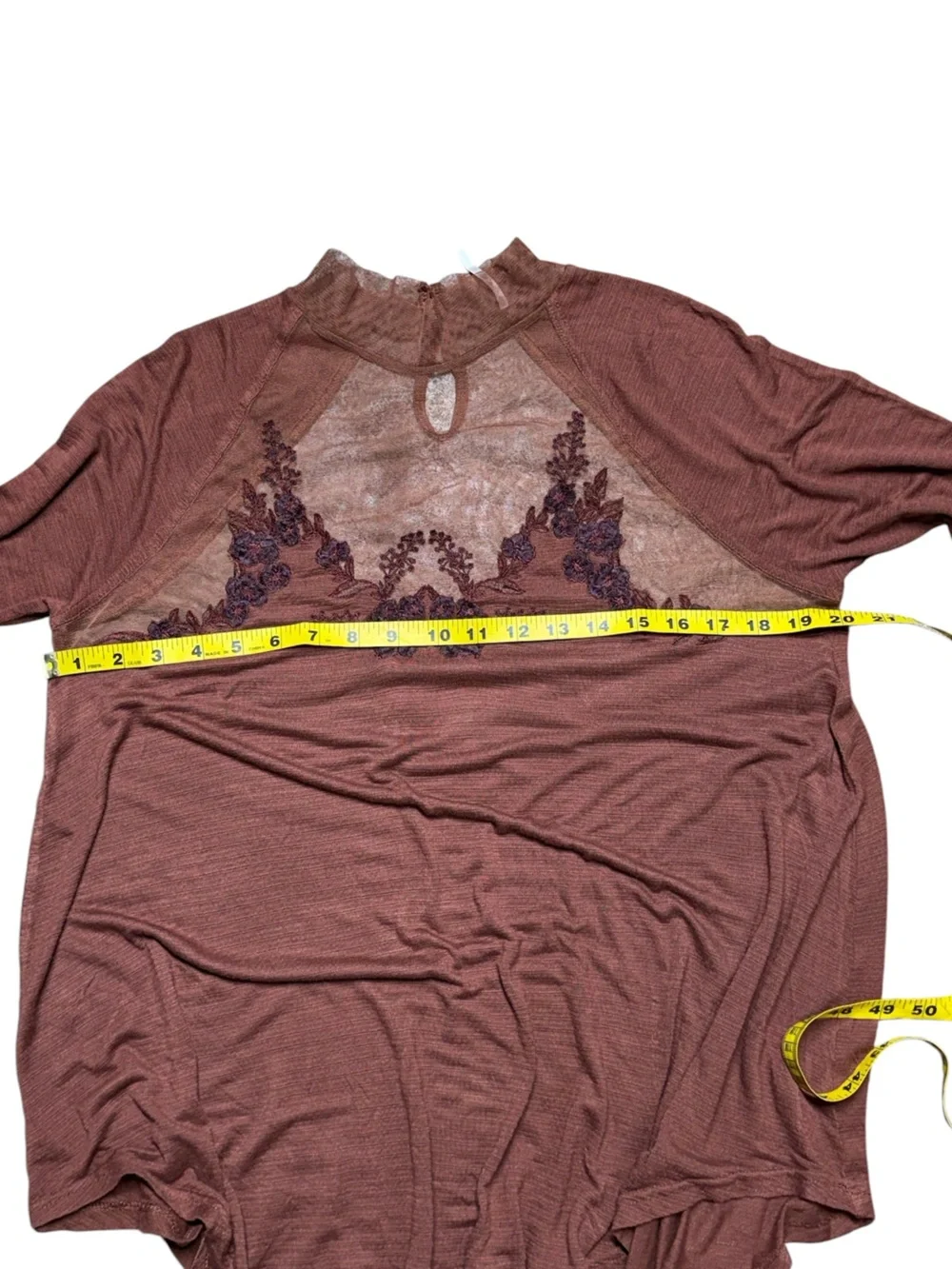 Free People Saheli, Embroidered Mesh Tunic Top